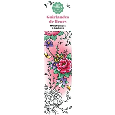 Afbeelding van Boekenleggers om te kleuren: Marque pages a colorier Guirlandes de fleurs