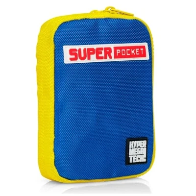 Afbeelding van Super Pocket handheld beschermhoes met opbergruimte blauw/geel