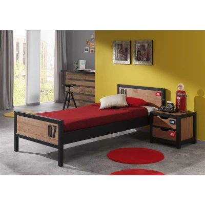Afbeelding van LUCEVI Alex bed + Nachtkastje Bruin 90x200 cm