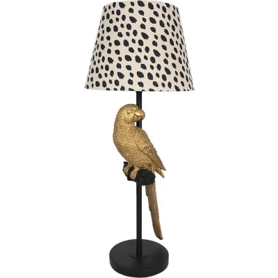 Afbeelding van Clayre &amp; Eef Tafellamp Ø 25x73 cm Zwart Beige Metaal Papegaai