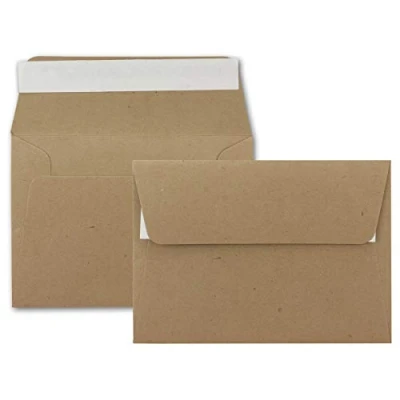 Afbeelding van 50 enveloppen zandbruin DIN C6 formaat 11,4 x 16,2 cm zelfklevend zonder venster Kerstmis, wenskaarten &amp; uitnodigingen