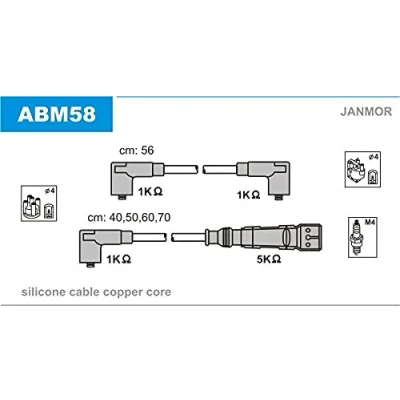 Afbeelding van JANMOR ABM58 Bougiekabelset VOLKSWAGEN: GOLF 3, Polo III Hatchback, Vento, SEAT: Ibiza 2