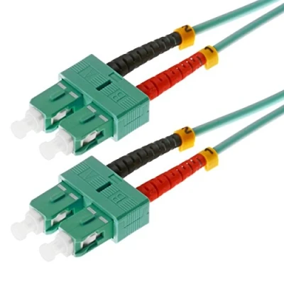 Image de Helos Cordon de raccordement SC multi mode (M) pour 5 m fibre optique duplex 50 / 125 microns OM3 turquoise