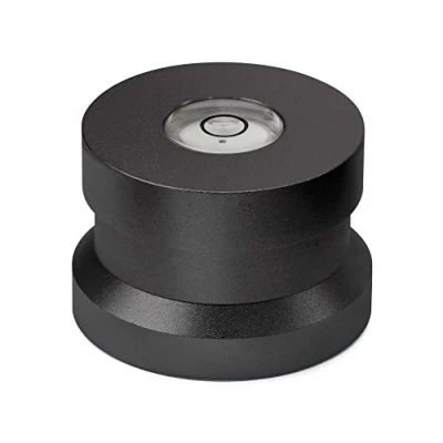 Afbeelding van Dynavox Single Puck ASP3 aluminium adapter voor vinylplaten, 45 mm, geïntegreerde libel platina instelling, zwart