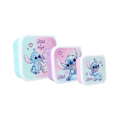 Afbeelding van My sweety pop set van 3 broodtrommels broodtrommel Stitch voor kinderen kleuterschool school vakantie maaltijd 11,5 cm meisjes paars/blauw/roze cadeau idee
