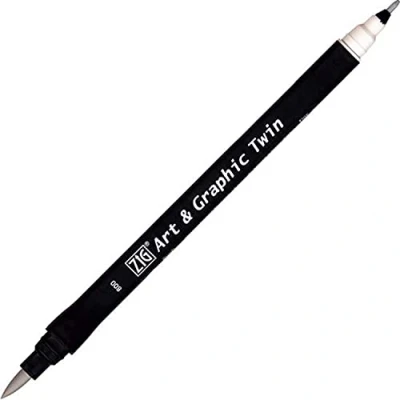 Afbeelding van ZIG Art and Graphic penseelstift, dubbele punt, 800 Cool Grey 1