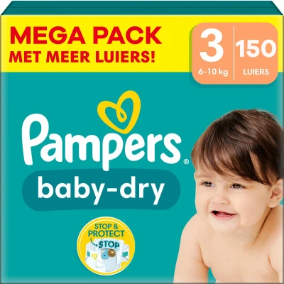 Afbeelding van Pampers Baby Dry Maat 3 Mega Pack 150 stuks 6/10 KG