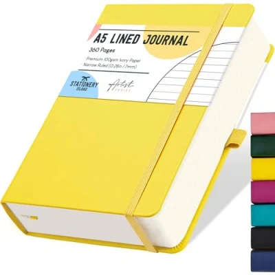 Afbeelding van STATIONERY ISLAND Notitieboek, A5, gelinieerd, 360 pagina&#039;s, hardcover citroen met 100 g/m² voor schrijven, werken, studeren, agenda
