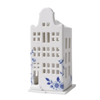 Afbeelding van Delfts Blauw Waxinelichthouder Huis Klokgevel 17 cm