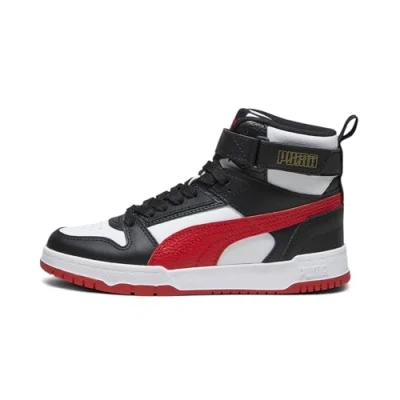 Afbeelding van Puma GAME JR Unisex Sneakers hoog voor kinderen, Maat: 37, White/for all time red/black/gold Leer