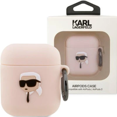 Afbeelding van Karl Lagerfeld KLA2RUNIKP hoesje voor AirPods 1/2 roze Siliconen Head 3D