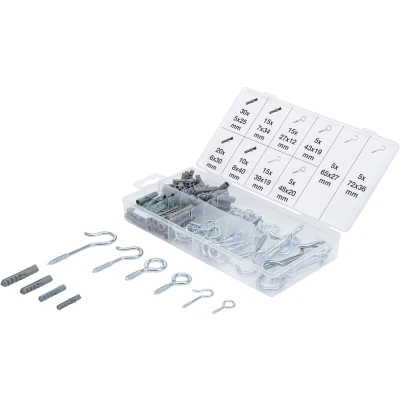 Afbeelding van BGS Assortiment schroefhaken en pluggen 125 delig