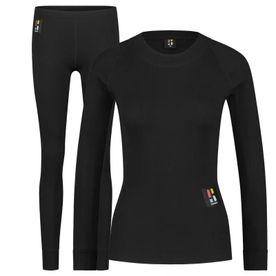 Afbeelding van Poederbaas Thermoset Dames Pro Thermoshirt + Thermolegging Zwart Maat XXL