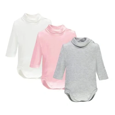 Afbeelding van Ellepi Warme taille body met lange mouwen voor pasgeborenen, coltrui meisjes, kinderen, maanden, wit, crème, rood, blauw, grijs, zwart, Wit roze grijs