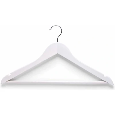 Afbeelding van Zeller Kledinghangers 4x wit hout met broekstang 44 cm
