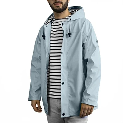 Afbeelding van Breizh Ocean ARMOR Jas met waterdichte waslaag, gestreepte binnenkant, uniseks, heren of dames, XS tot 4XL, Turkoois