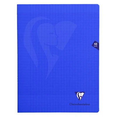 Image de Clairefontaine 322311C Un Cahier Agrafé Mimesys Bleu marine 24x32 cm 48 Pages Grands Carreaux Papier Blanc 90 g Couverture Polypro