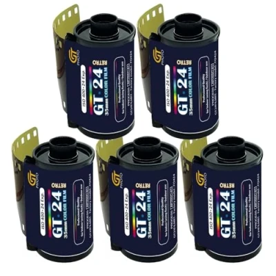 Afbeelding van GT Photo Pellicule Couleur GT24FILM 35mm Lot de 5 Films 24 Poses Idéal pour Photographie, Développement et Impression Qualité