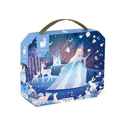 Image de Janod Puzzle Enfant Féérie des Glaces 54 Pièces Jeu Educatif Motricité Fine et Concentration Valisette Poignée Fabriqué en France Certifié FSC Encres Végétales Dès 5 ans, J02665