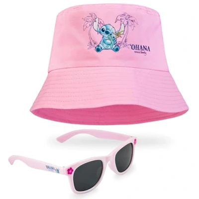 Afbeelding van Disney Zonnebril UV400 en licht gewicht emmer hoed meisjes Stitch cadeau, Roze