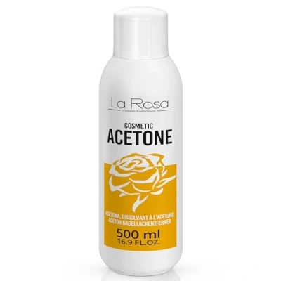 Image de La Rosa ACETONE 100% Pure Dissolvant pour vernis à ongles 500 ml, acétone semi permanent, gel UV/LED Soak Off, colle faux en acrylique, parfum citron