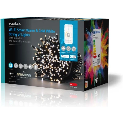 Afbeelding van Nedis SmartLife LED kerstverlichting warm tot koel wit 20m met 400 lampjes WIFILX02W400
