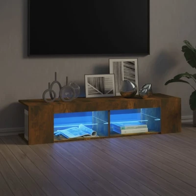 Afbeelding van Tv meubel LED verlichting 135x39x30 cm gerookt eikenkleurig