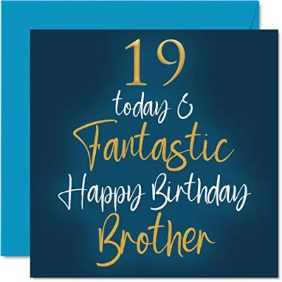 Afbeelding van Fantastische verjaardagskaarten voor de 19e verjaardag broer 19 jaar vandaag en fantastisch verjaardagskaart van zus, broer, cadeau