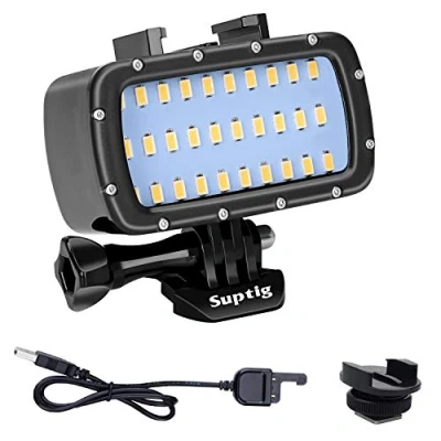 Afbeelding van Suptig Waterdichte videolamp met 30 leds, compatibel Gopro Hero 10 9 8 7 5 6 4 en Canon Nikon Sony Olympus spiegelreflexcamera&#039;s, waterdicht, 55 m