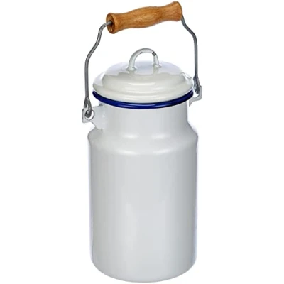 Afbeelding van Melkkan 1 L, staal, wit/blauw, 10 x 22 cm