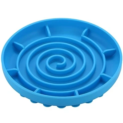 Afbeelding van Doweiss Anti schrokbak voor honden, silicium, langzaam inbrengen, honden en katten, maat L, blauw
