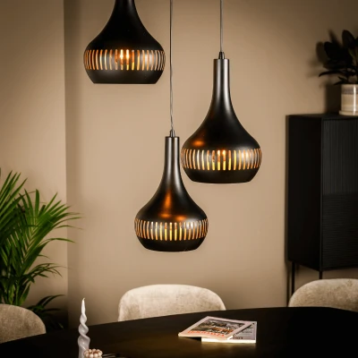 Afbeelding van Janelle hanglamp 3L 60 cm kegel zwart