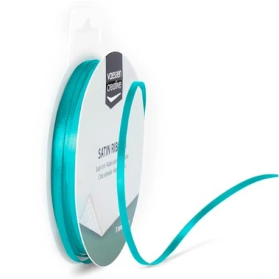 Image de Vaessen Creative Ruban Satin 3 mm x 10 m Turquoise Bleu