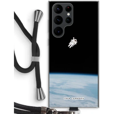 Afbeelding van Case Company® hoesje met Koord geschikt voor Samsung Galaxy S22 Ultra Alone in Space Telefoonhoesje Zwart Bescherming aan alle Kanten en Over de Schermrand
