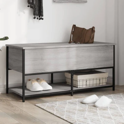 Afbeelding van Opbergbankje 100x42,5x47 cm bewerkt hout grijs sonoma eiken