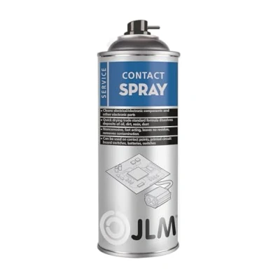 Afbeelding van JLM Contactspray, 400 ml, elektrische en corrosiereiniger voor voertuigen, schakelaars, aansluitingen elektronische apparaten, sneldrogend, beschermt tegen vocht oxidatie,