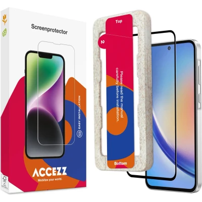Afbeelding van Accezz screenprotector Geschikt voor Samsung Galaxy A55 / A35 Gehard glas Full Cover met bio applicator
