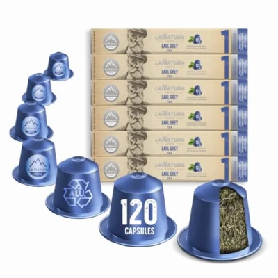 Afbeelding van La Natura Lifestyle Earl Grey and Citrus 120 stuks aluminium theecapsules compatibel met Nespresso®3 capsulemachines, 100% recyclebaar, zwarte thee bergamotsmaak