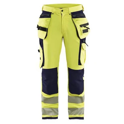 Image de Pantalon stretch 4D haute visibilité jaune fluorescent/marine