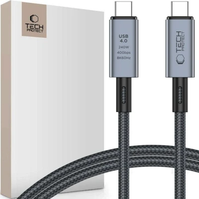 Afbeelding van TECH PROTECT ULTRABOOST MAX USB 4.0 8K 40GBPS TYPE C KABEL PD240W 100CM GRIJS