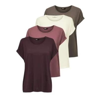 Afbeelding van ONLY Haut Onlmoster pour femme, Lot de 4 (1 x Caribou, 1 gripper, rose marron, pierre Pumice), S