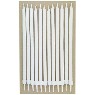 Afbeelding van 12 stuks verjaardagskaarsen, dun, wit, 14 cm