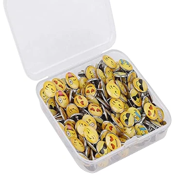 Afbeelding van Deolven Decoratieve punaises, 100 stuks, emoticon, creatieve tekenmodus, voor wandkaarten, muurpunaises, gebruikt foto&#039;s, knutselgereedschap, prikbord, kurkborden