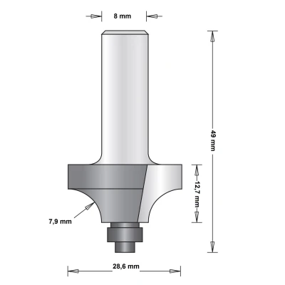 Afbeelding van Hitachi 8 mm afrondfrees duivejager met onderlager 28.6 x 49 7.9