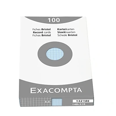 Afbeelding van Exacompta 13218E kaarthouder met 100 kaarten, 5 x 5, ongeperforeerd, 148 210 mm, blauw