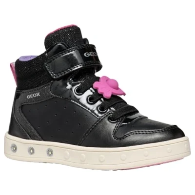 Afbeelding van Geox J Skylin Sneakers hoog voor kinderen, Maat: 26, Black fuchsia Kunststof/ textiel