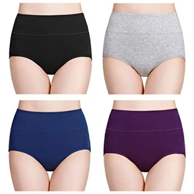 Image de Wirarpa Culotte femme coton taille haute sous vêtements multipack, Pack multicolore de 4, XL