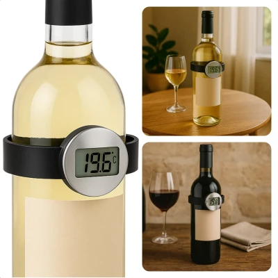 Afbeelding van Cheqo Wijnthermometer RVS Wijn Thermometer Digitaal Digitale Temperatuurmeter Voor Alle Wijnflessen