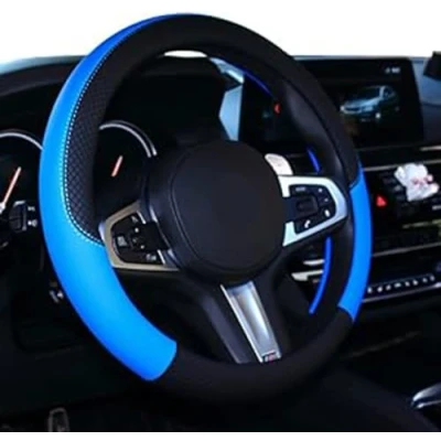 Afbeelding van Stuurhoes van microvezel, golvend, motief X, blauw