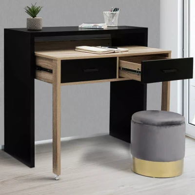 Image de Bureau extensible MAX bois noir et façon hêtre